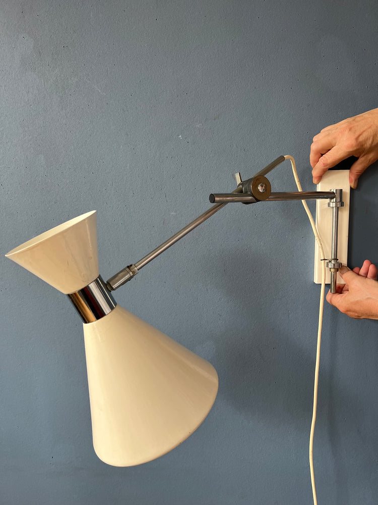 Beige Herda Diabolo Mid Century Swing Arm Wall Lamp