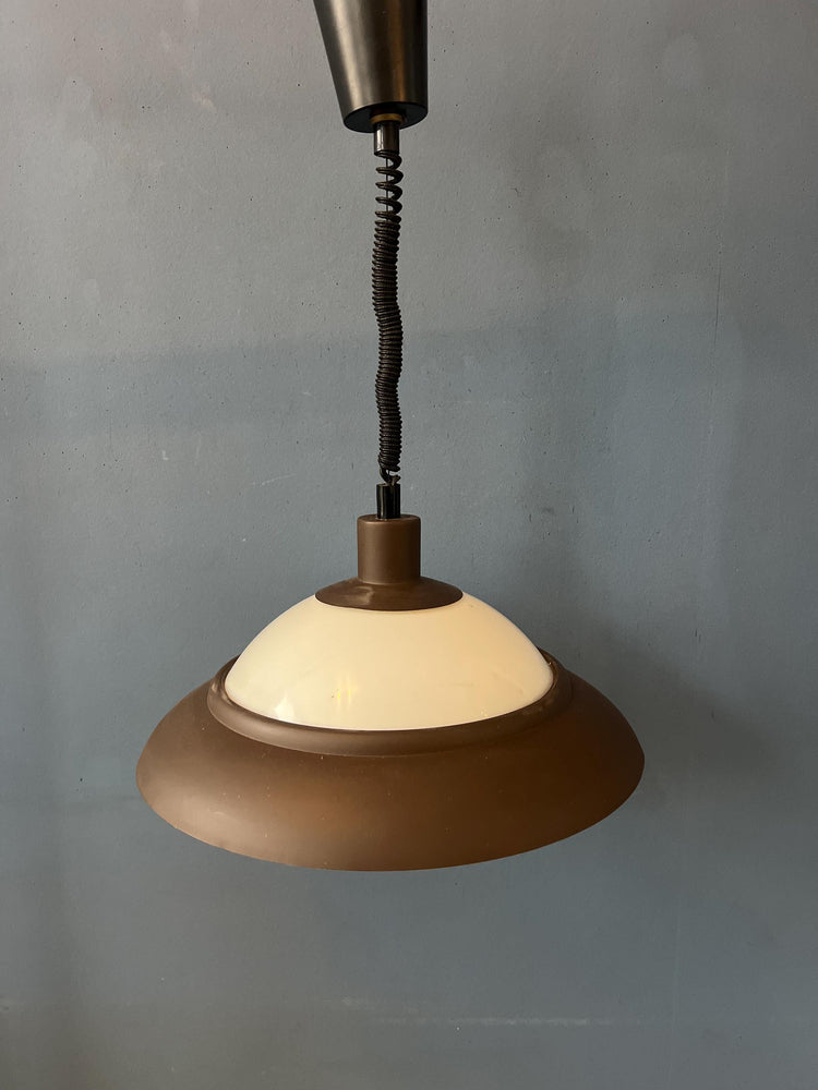 Brown and Beige Mid Century Dijkstra Space Age Pendant Lamp