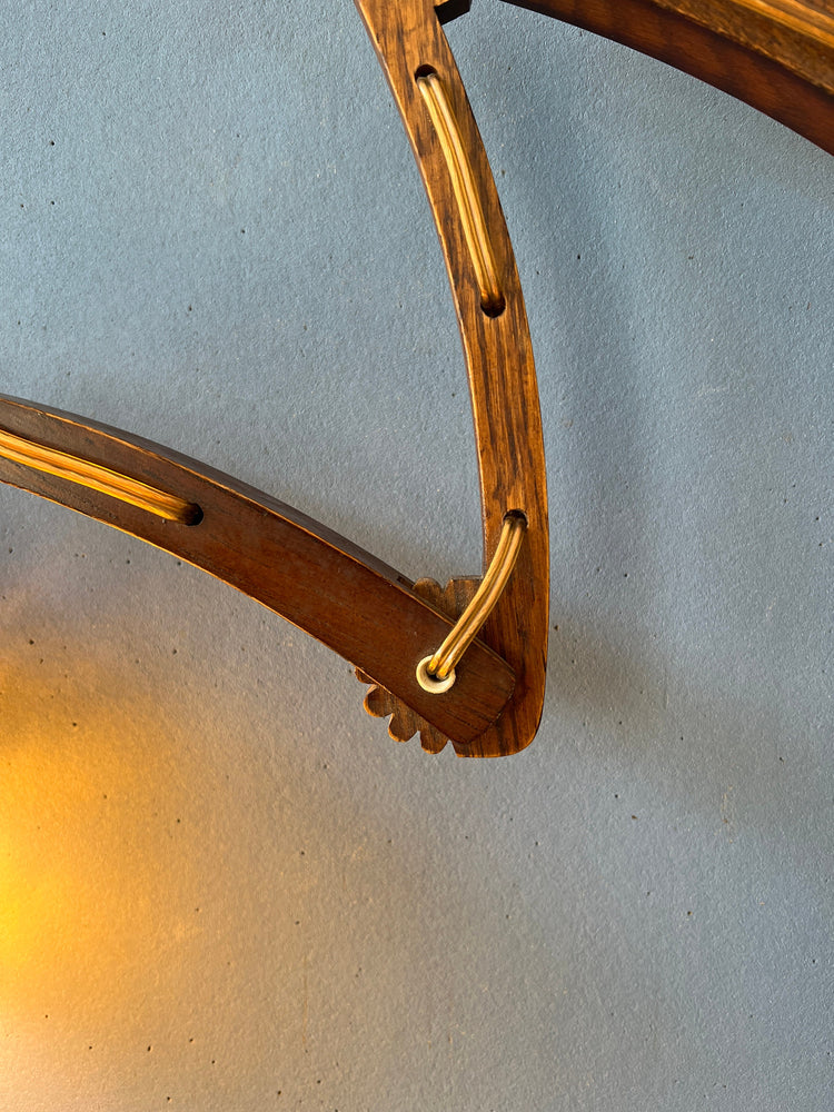 Mid Century Teak Wall Lamp - Glass Wall Light - Adjustable Sconce