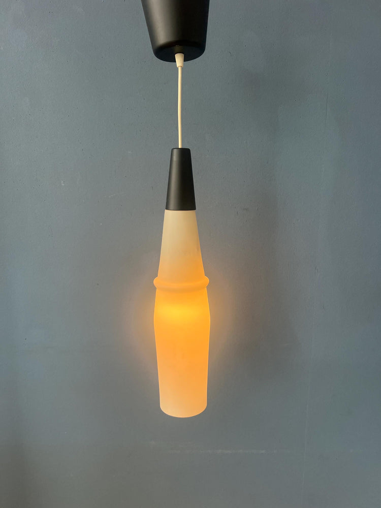 Long Mid Century Opaline Glass Pendant Lamp