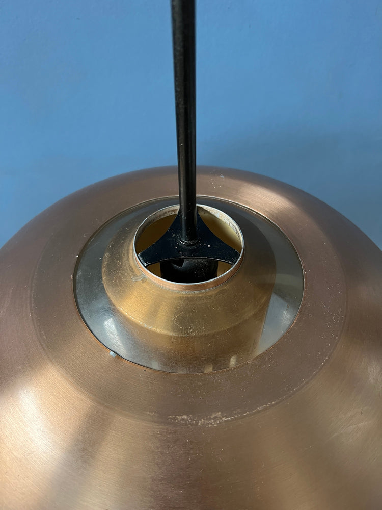 Large Acrylic Glass Space Age Pendant with Aluminium Copper Coloured Caps