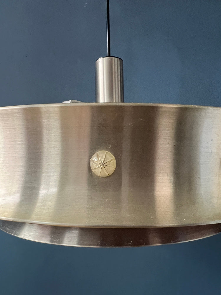 Mid Century Aluminium Pendant Lamp with Orange Lacquer