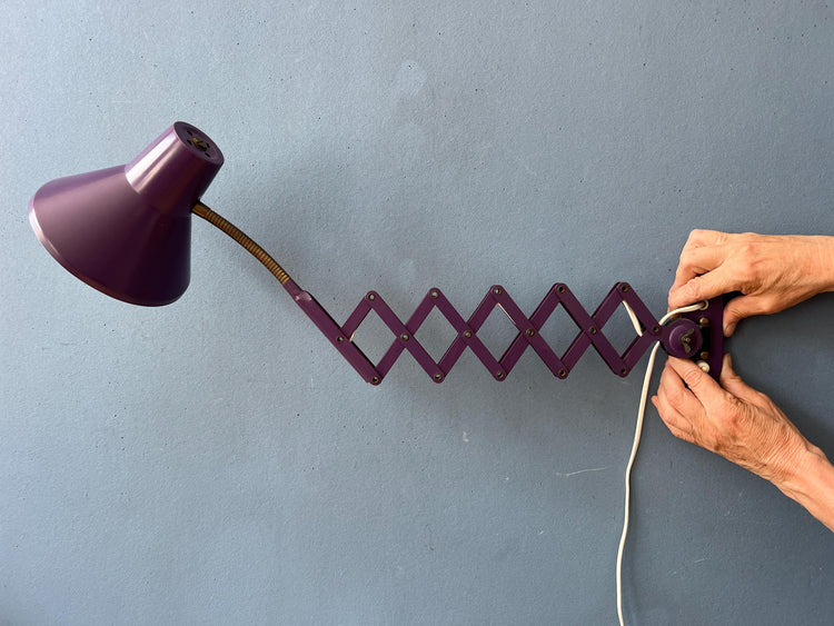 Purple Vintage Space Age Scissor Wall Lamp