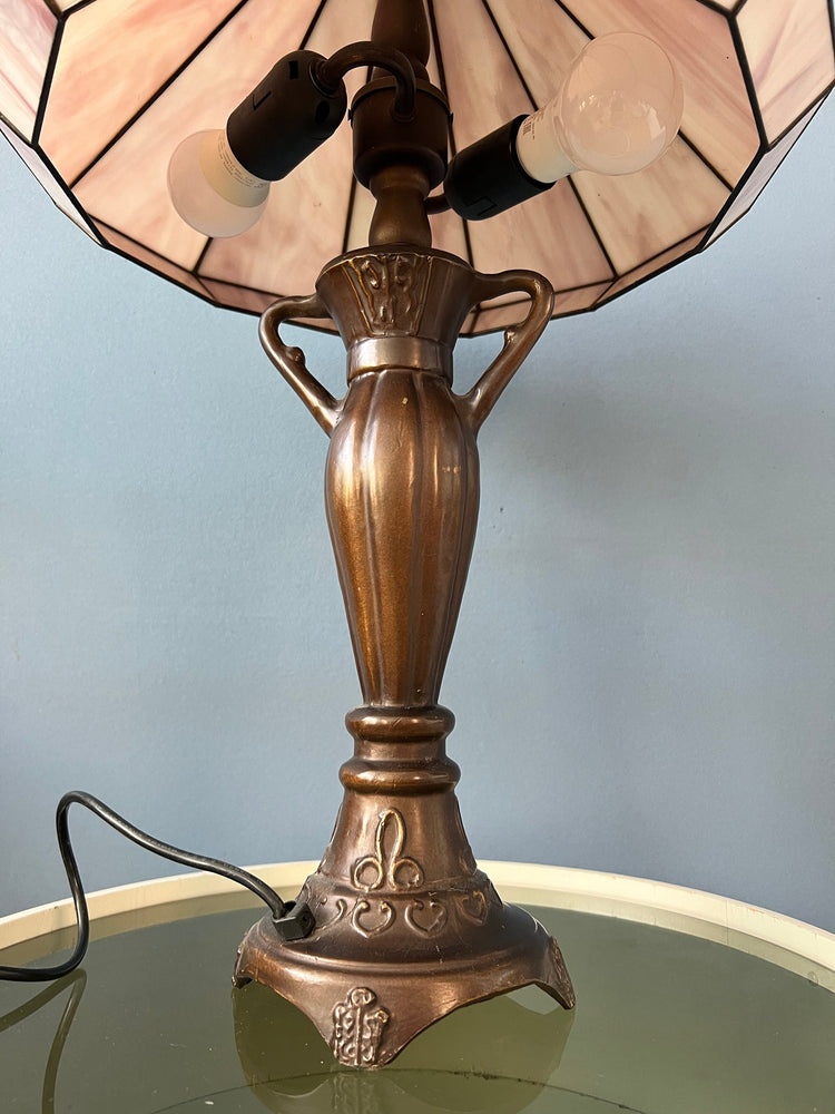Purple Tiffany Art Deco Stained Glass Table Lamp