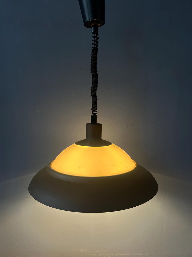 Brown and Beige Mid Century Dijkstra Space Age Pendant Lamp