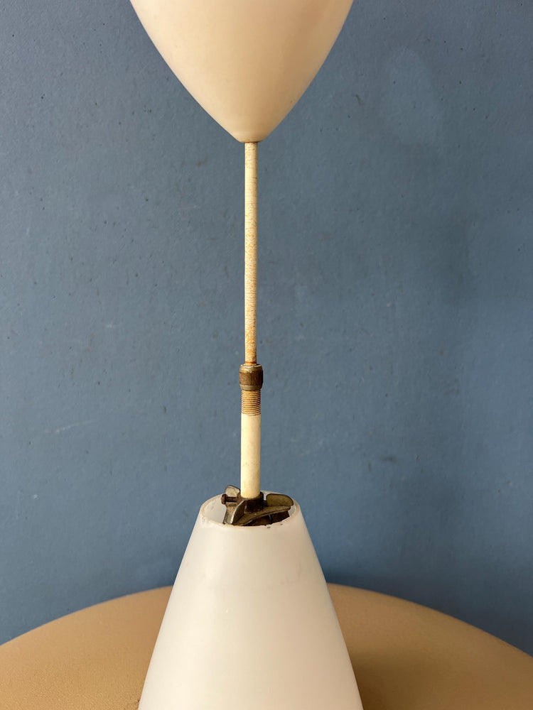 Vintage Opaline Glass Louis Kalff Philips UFO Pendant Lamp