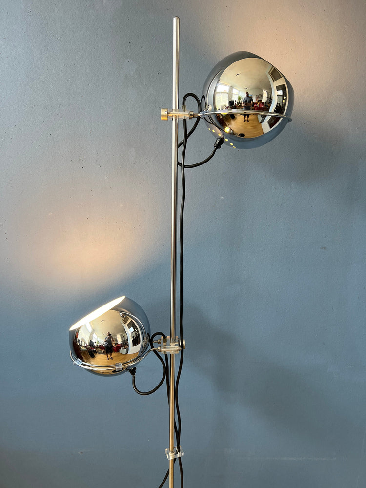 Chrome Eyeball Floor Lamp - GEPO Space Age Standing Light - Mid Century Lamp