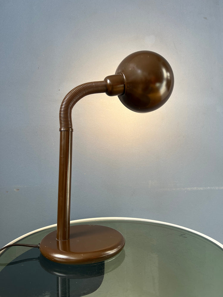 Adjustable Mid Century Brown Snake Table Lamp