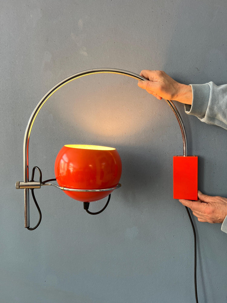 Vintage Orange GEPO Mid Century Arc Eyeball Wall Lamp