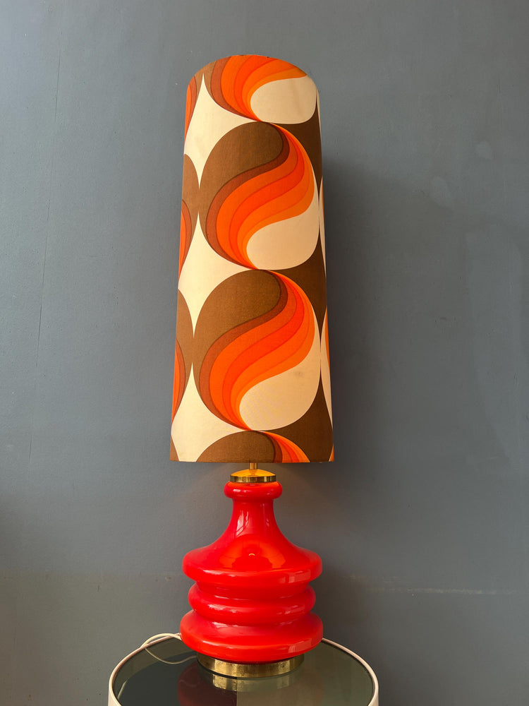 Orange Glass West Germany Floor Lamp with Space Age Fabric Shade