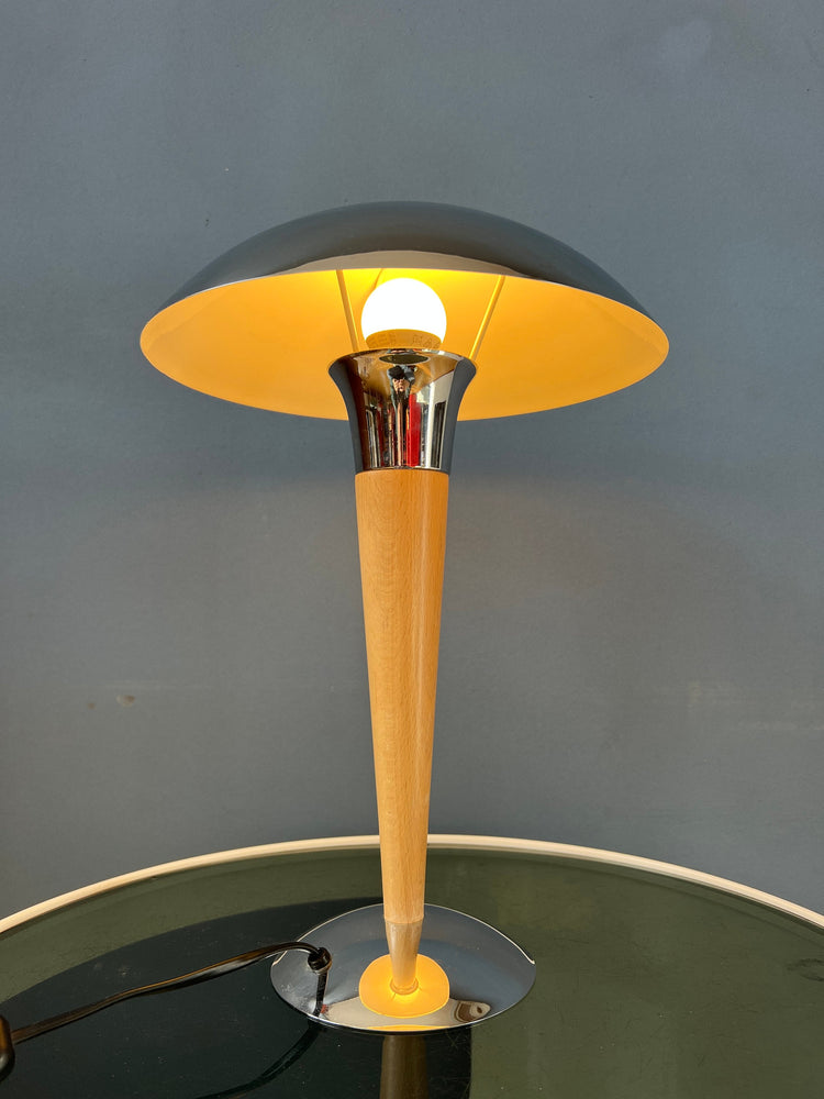 Mid Century Massive Chrome Mushroom Table Lamp