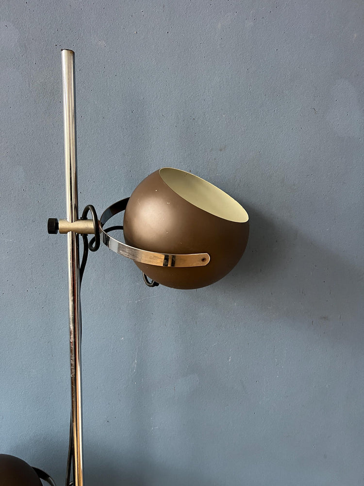 Vintage 70s Mat Brown Eyeball Floor Lamp
