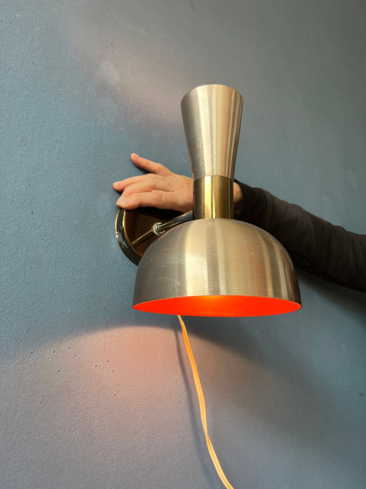 Vintage Red Herda Diabolo Wall Lamp | Copper Space Age Lamp