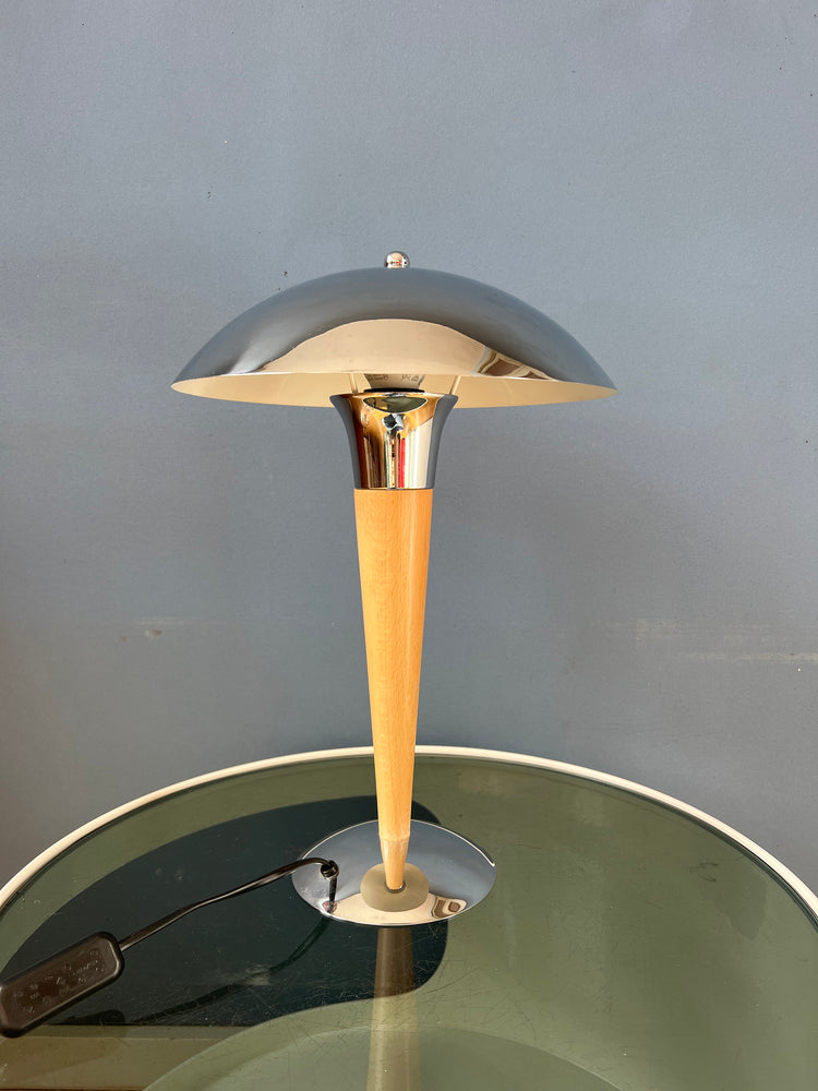Mid Century Massive Chrome Mushroom Table Lamp