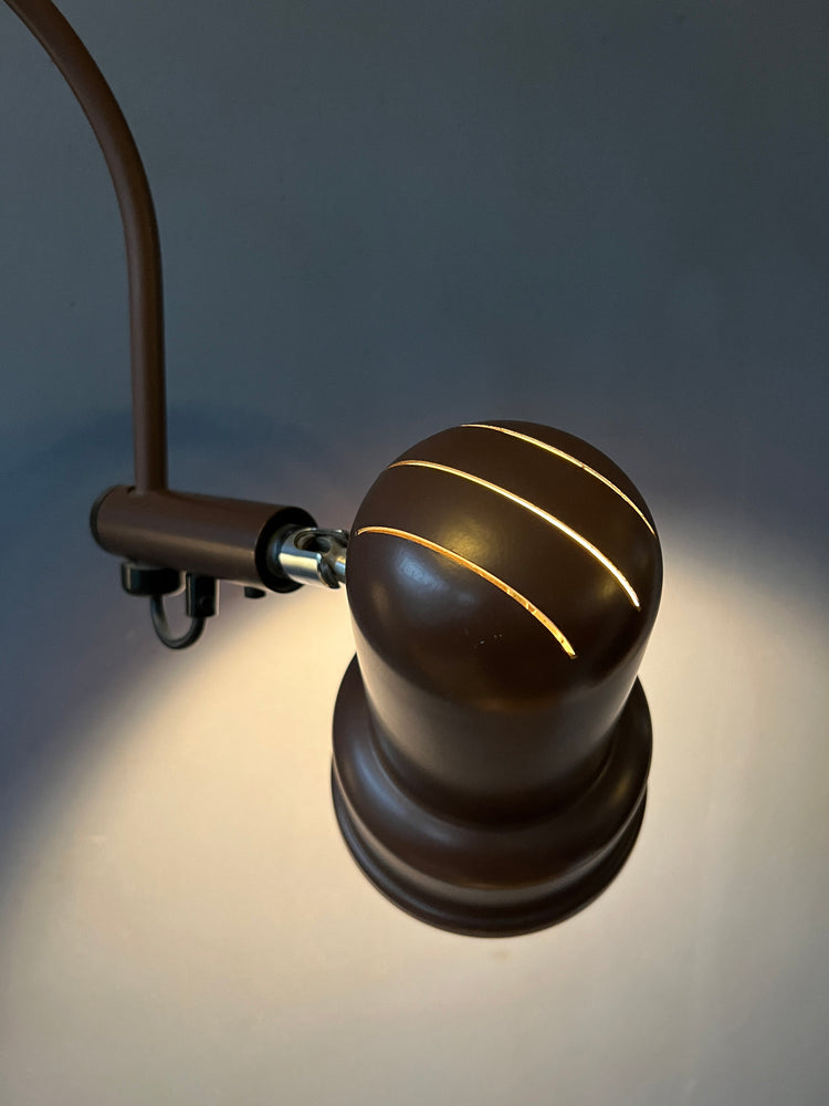 Mid Century Brown GEPO Double Arc Cone Floor Lamp