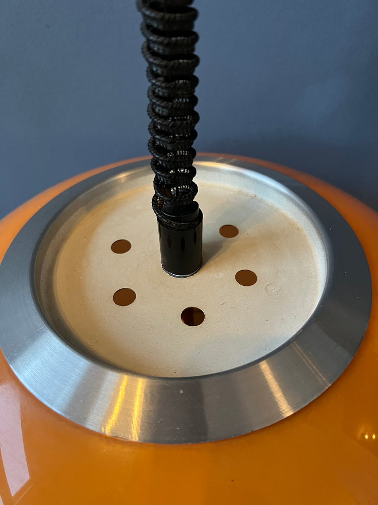 Vintage Orange Dijkstra Pendant Light / Mid Century Space Age Light Fixture