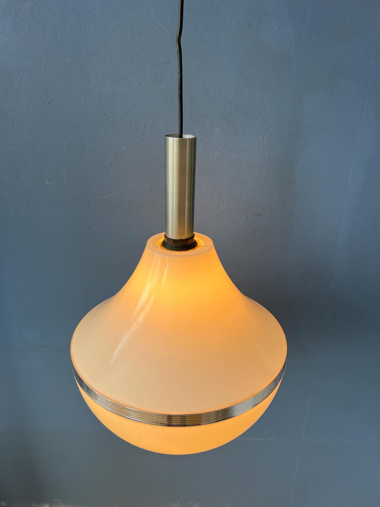 Vintage Beige Plexiglass Space Age Pendant Lamp