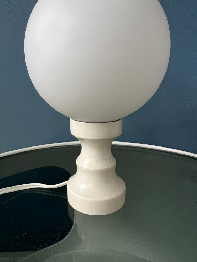 White Space Age Opaline Glass Table Lamp