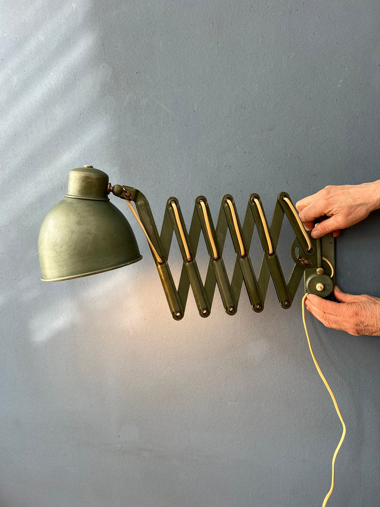 Green Metal Industrial Bauhaus Scissor Wall Lamp