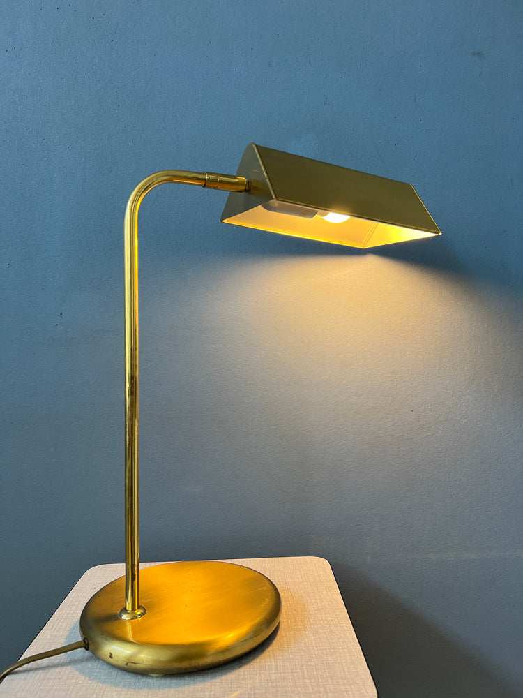 Mid Century Brass Office Desk Lamp - Bauhaus Style Table Lamp - Golden Lamp