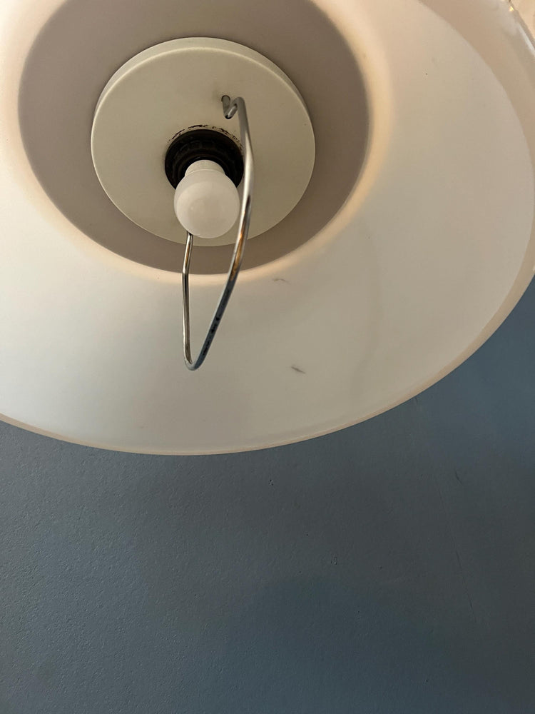 Mid Century Plexiglass Massive Space Age Pendant Lamp with White Acrylic Shade