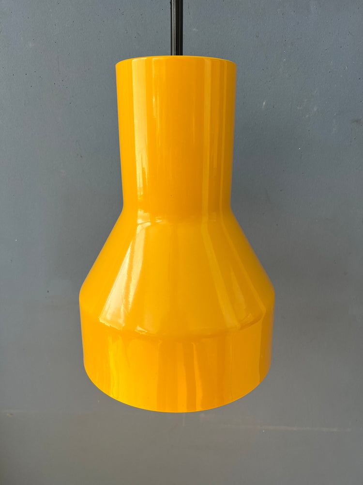 Yellow Metal Industrial Shaped Space Age Pendant Light