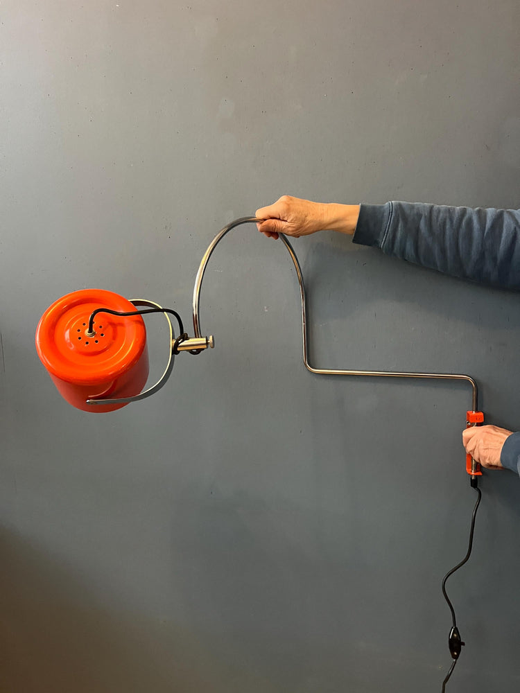 Red Mid Century Anvia Swivel Arc Wall Lamp