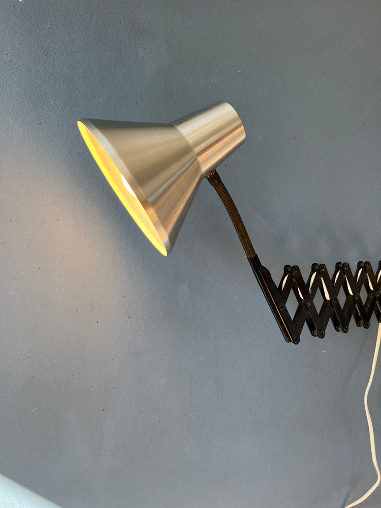 Mid Century Black and Silver Scissor Wall Lamp