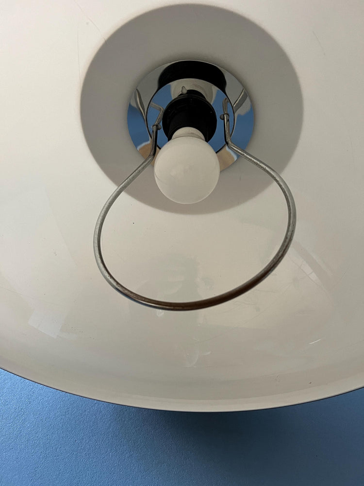 Acrylic Glass Beige Mushroom Pendant Lamp with Chrome Top Cap