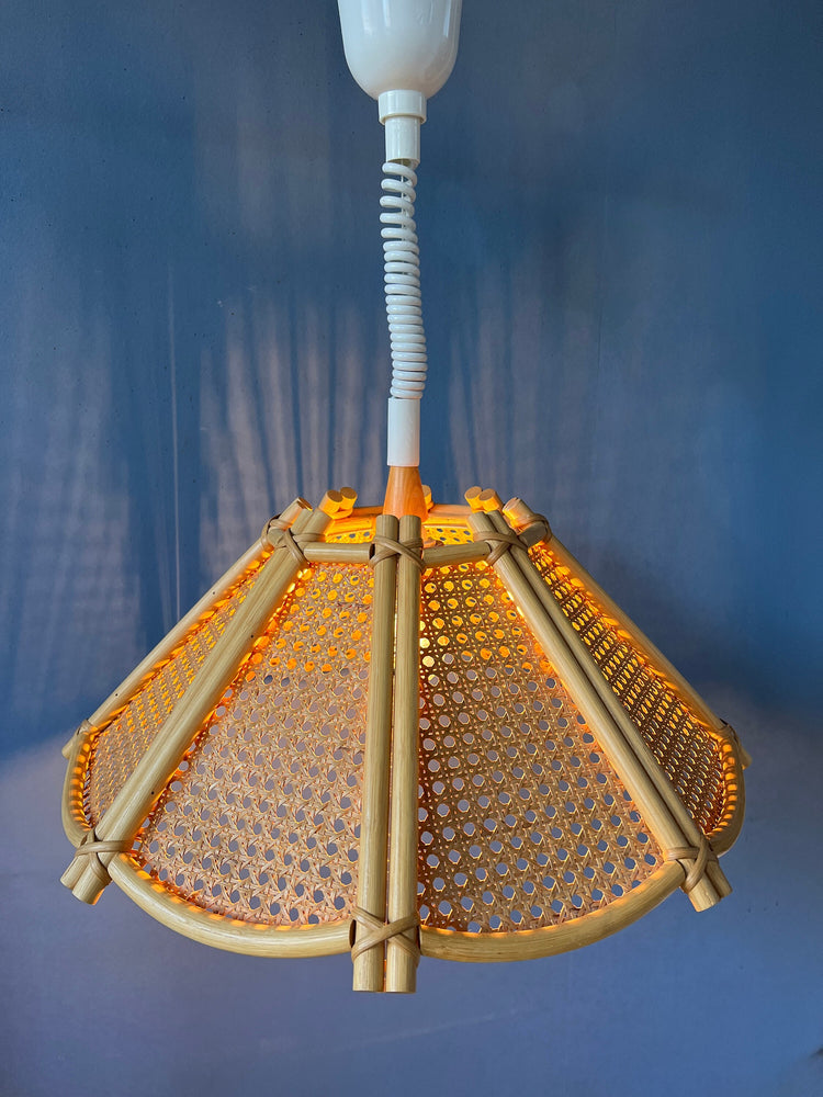 Rotan Pendant Lamp - Rattan Boho Light Fixture - Bamboo Vintage Lamp