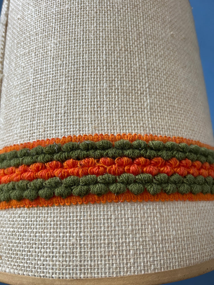 Orange Ceramic Table Lamp - Space Age Desk Light - Textile Shade - 70s Lighting