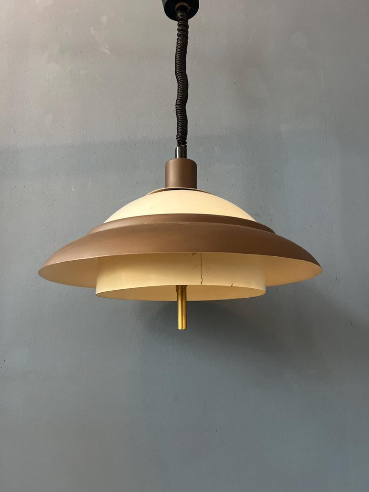 Brown and Beige Mid Century Dijkstra Space Age Pendant Lamp