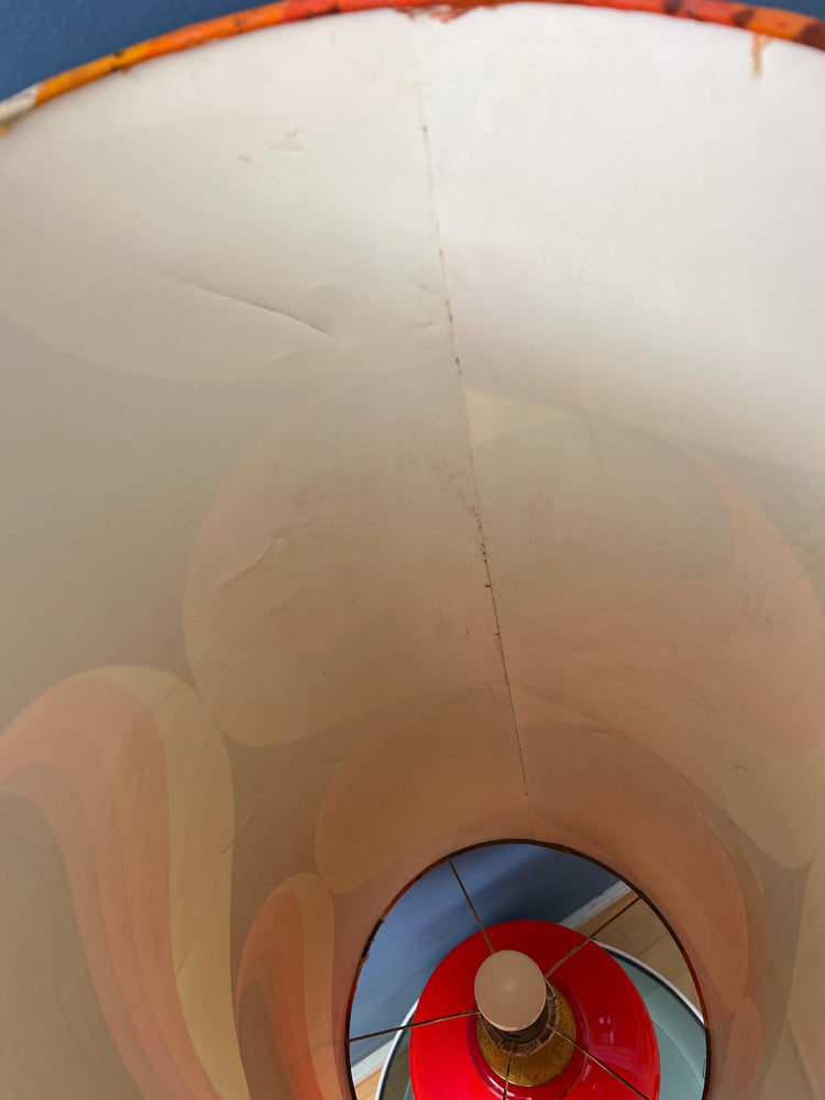 Orange Glass West Germany Floor Lamp with Space Age Fabric Shade
