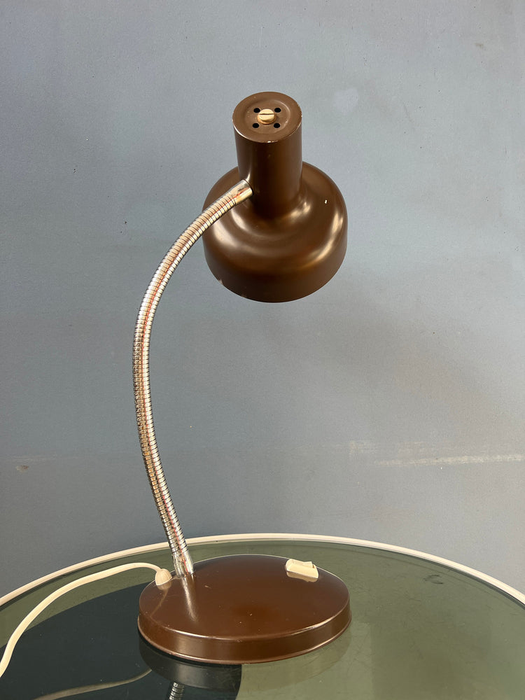 Vintage Flexible Arm Brown Space Age Table Lamp