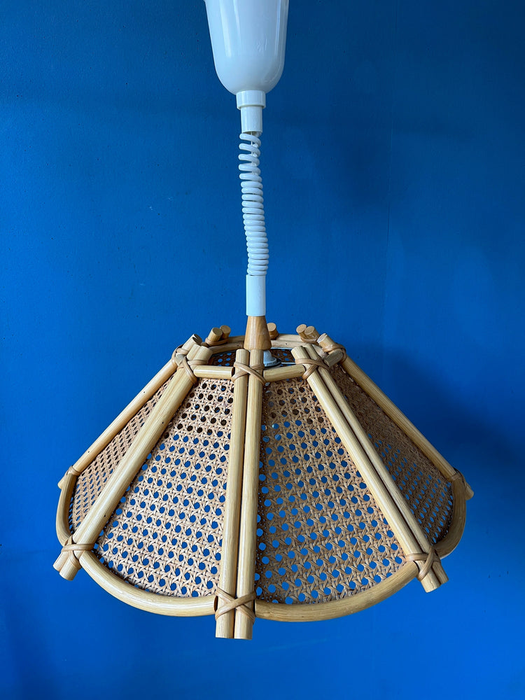 Rotan Pendant Lamp - Rattan Boho Light Fixture - Bamboo Vintage Lamp