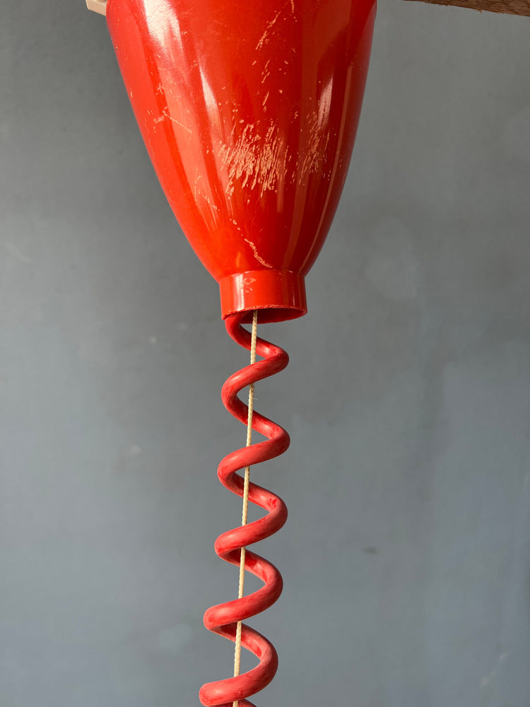 Vintage Red Metal Space Age Pendant Lamp