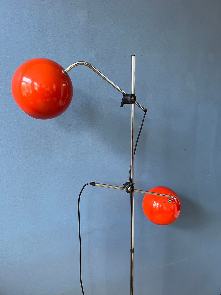 Vintage Red Floor Lamp - Eyeball - Space Age - Mid Century Standing Light