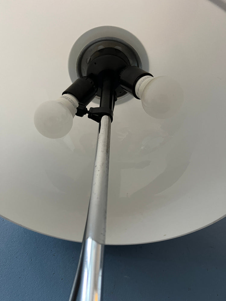Mid Century Mushroom Floor Lamp with White Plexiglass Shade