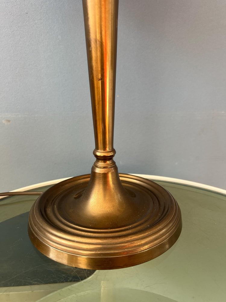 Vintage Mushroom Table Lamp with Brass Base