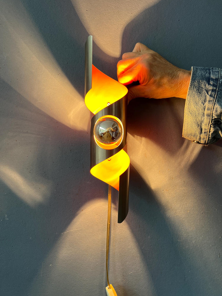 Vintage 'Twisted' Polam Space Age Wokkel Wall Lamp