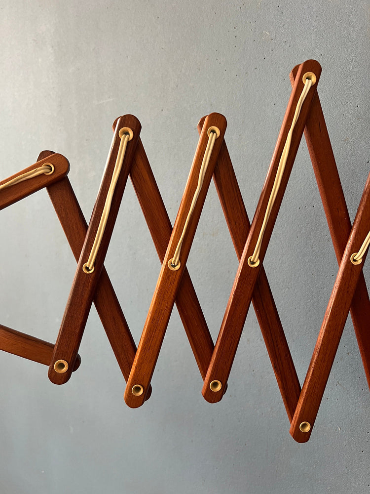 Mid Century Danish Teak Wood Scissor Wall Lamp