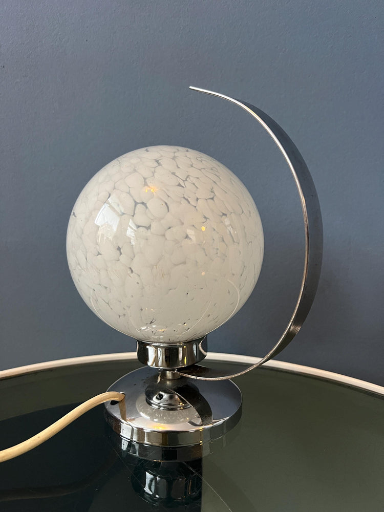 Vintage Chrome Table Lamp with Glass Shade