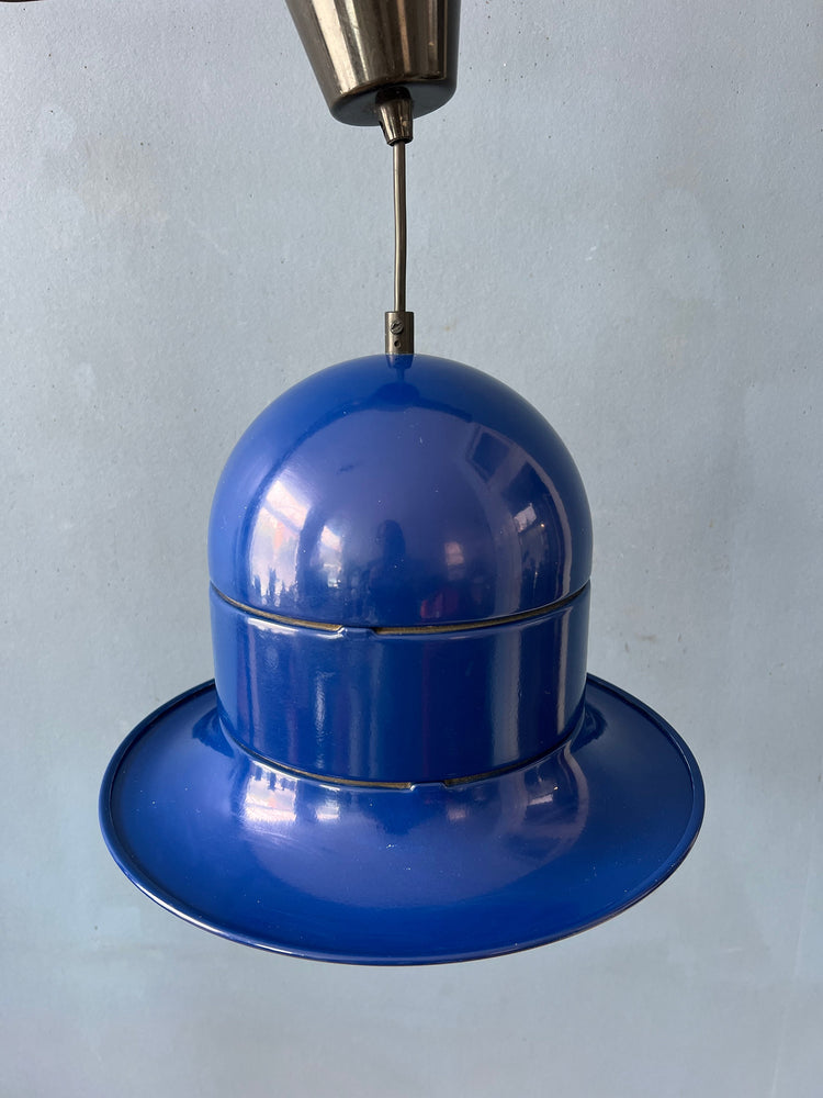 Blue Mid Century Flying Saucer UFO Pendant Lamp