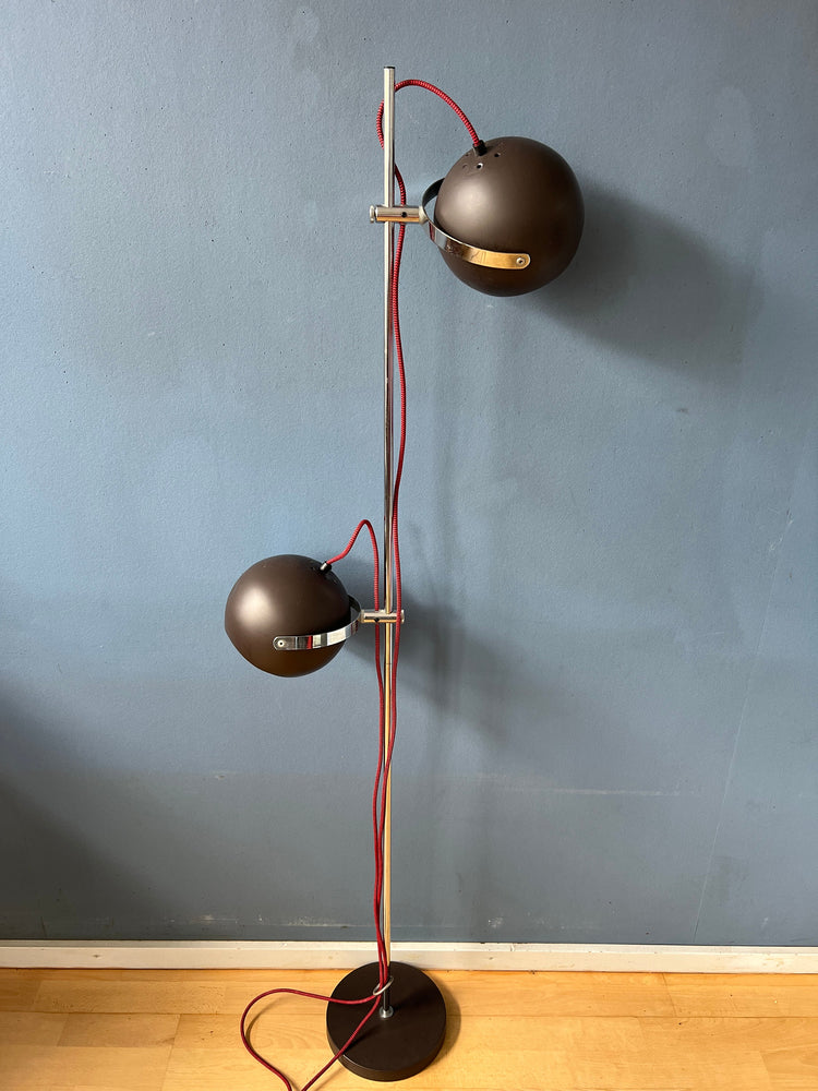 Brown Mid Century Space Age Eyeball Floor Lamp