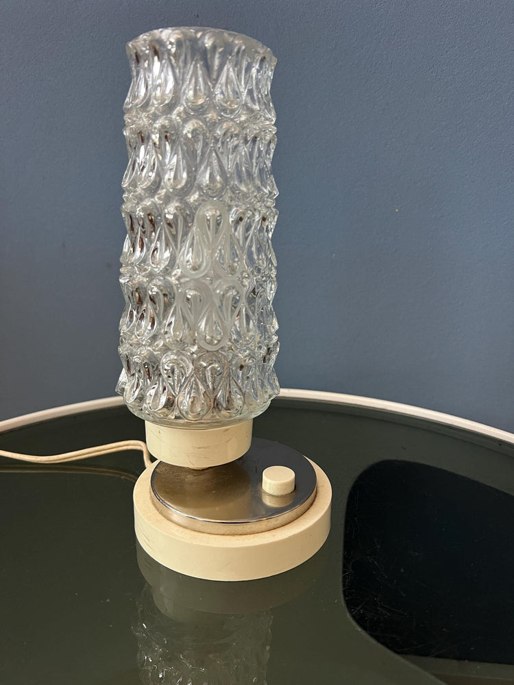 Set (2) of Mid Century Clear Crystal Glass Bedside Table Lamps