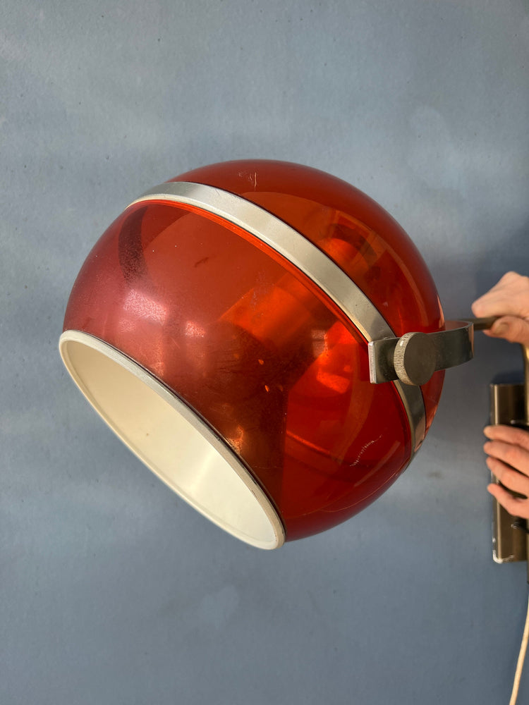Vintage Orange Dijkstra Globe Space Age Wall Lamp