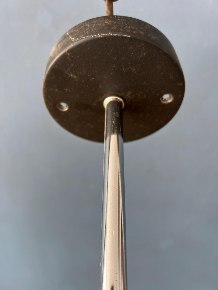 Vintage Downrod Ceiling Lamp with Three Green Spots