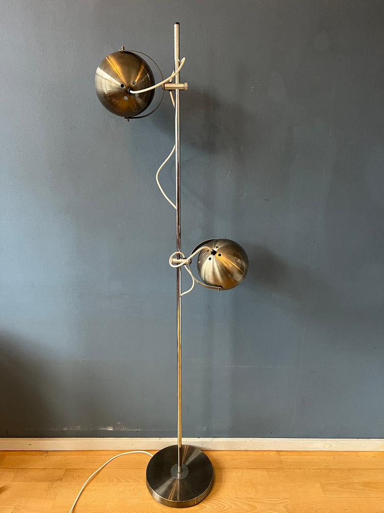 Vintage Dark Silver Herda Space Age Eyeball Floor Lamp