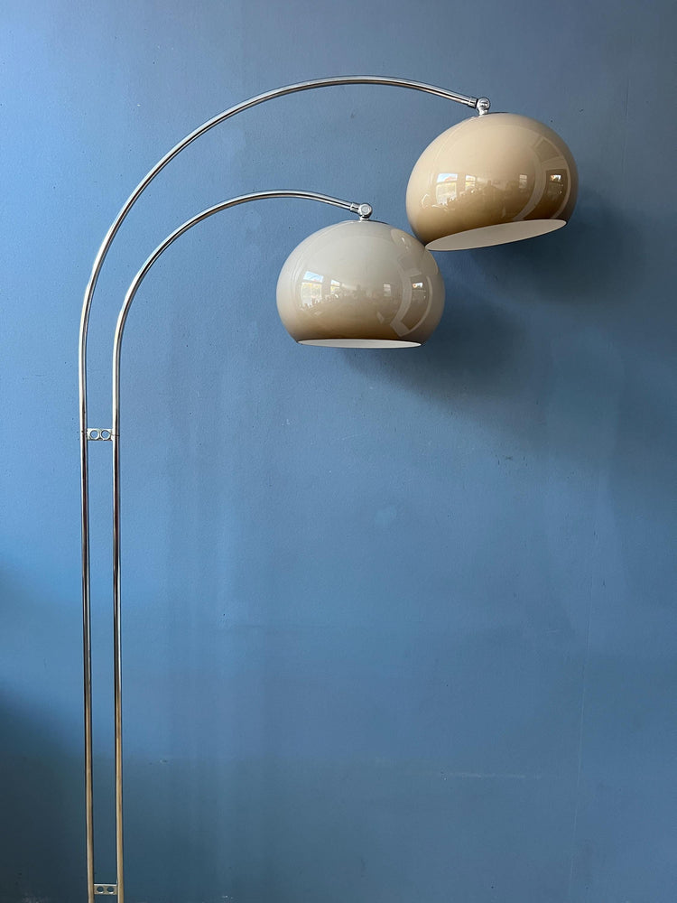 Chrome Space Age Dijkstra Double Arc Mushroom Floor Lamp