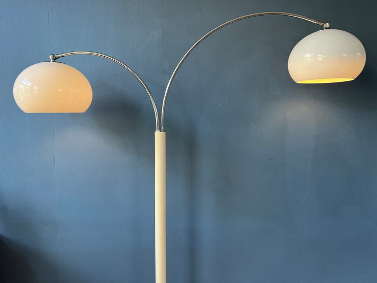 White Dijkstra Double Arc Space Age Mushroom Floor Lamp